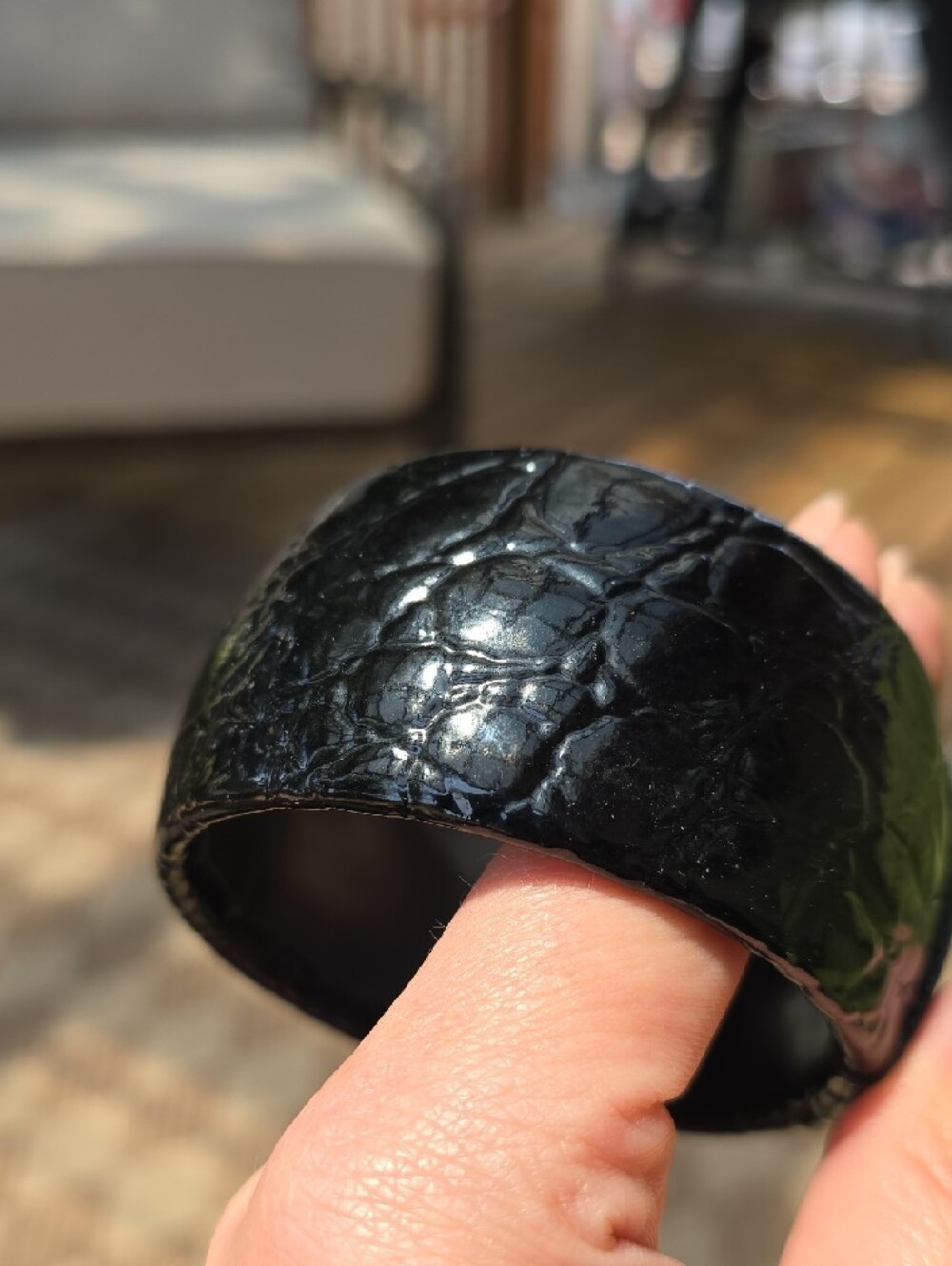 Black Textured Wide Bangle Bracelet - Unbranded - Picture 4 of 7
